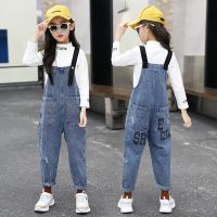 Spring Autumn Girls Boys Denim Rompers Kids Korean Frayed Children Jeans Dungarees Kids Overalls 6-14 Years