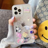 Sanrio Transparent Quicksand Glitter Phone Case for iPhone 14/13 Pro Max Anti-drop TPU Soft Cover