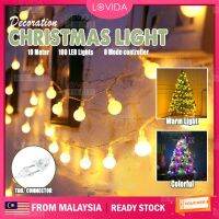 {ItalyNest shop}LOVIDA 100 LED 8โหมด,ฉากหลังไฟประดับสวยงาม8โหมดรูปลูกโลกคริสต์มาสม่านตกแต่งปาร์ตี้คริสต์มาสแบบ DIY บ้าน