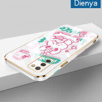 Dienya เคส F02s ปลอกสำหรับ Samsung M02s A02s ลายการ์ตูนน่ารักโชคดีน่ารักใหม่กรอบสี่เหลี่ยมแบบนิ่มซิลิกาเจลกันกระแทกเคสมือถือรวมทุกฝาครอบป้องกันเลนส์กล้องถ่ายรูป