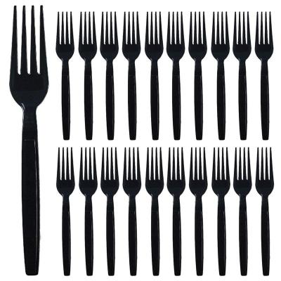 Travel Cutlery Set 100PCS Outdoor Travel Camping Spoons Cutters Forks Portable Black Outdoor Tableware For Barbecue Salad Forks Flatware Sets