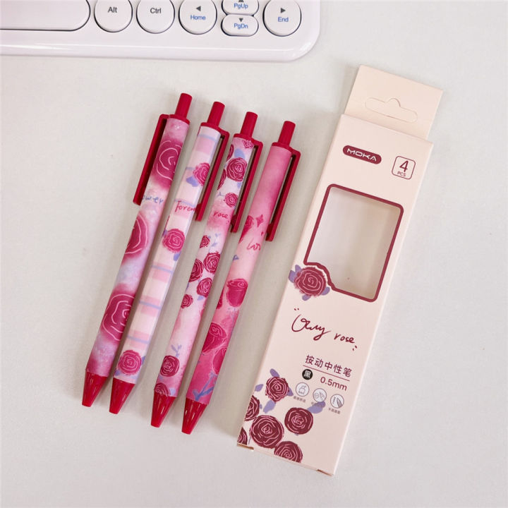 4pcs-0-5mm-gel-pen-gel-pen-black-gel-pen-0-5mm-gel-pen-press-gel-pen-flower-gel-pen-cartoon-gel-pen-cute-gel-pen-school-supplies-stationery-press-black-gel-pen-pressing-gel-pen