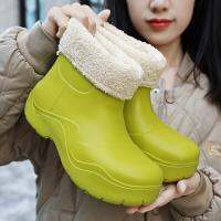 2022 Winter Women High Quality Waterproof Ankle Boots Fur Keep Warm Designer Rainboots Cotton Casual Female Girls Shoes Footwear