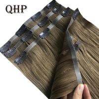 Clip In PU Hair Extensions Real Human Hair Virgin Hair Brazilian Straight Full Head 6pc/Set Natural Hairpiece 14-26 Inches