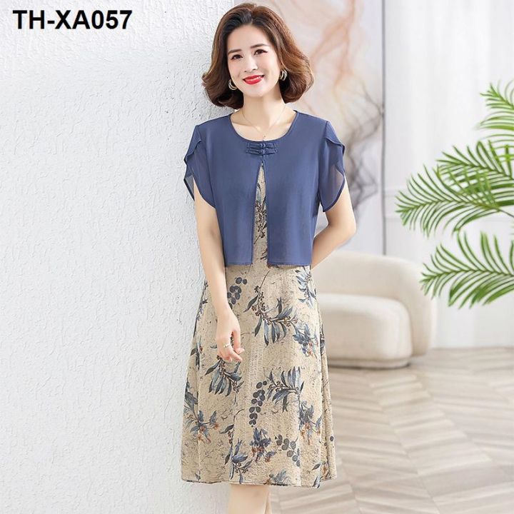 middle-aged-summer-chiffon-dress-mid-length-40-year-old-50-foreign-style-middle-aged-and-elderly-femininity-fake-two-piece