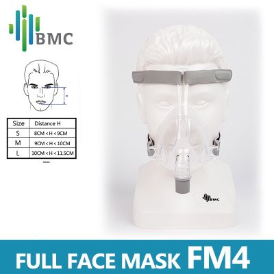 Bmc CPAP หน้ากากปิดใบหน้า แบบเต็มใบหน้า FM4 พร้อมหมวกปรับได้ 3 ขนาด สําหรับเครื่องช่วยหายใจทางการแพทย์ นอนหลับ