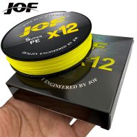 JOF X12สาย PE เส้นใย12เส้นทนทานต่อการขัดถูเอ็นตกปลาแบบถักทำให้การตกปลาในทะเลมีความแข็งแกร่งมากขึ้น