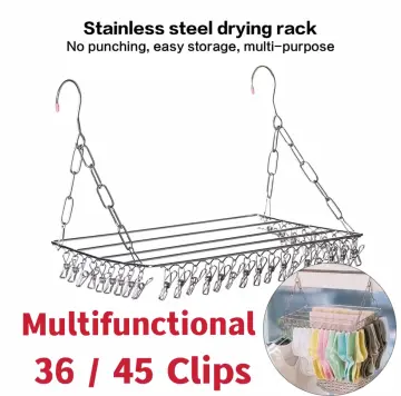 36/45 Clips Stainless Steel Laundry Drying Rack Towel Bra