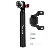 WEST BIKING Bike Pump 300PSI High-pressure Air Shock Pump Fork Rear Suspension Hose Gauge Air Inflator Bicycle Tire Tools Kit