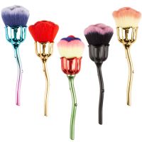 1Pc Nail Art Brush Soft Clean Dust Powder Pink Rose Flower Shape Blush Foundation Powder Make Up Brushes Women Cosmetics Tools Artist Brushes Tools