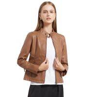 [COD] Leather Jacket Stand-up Collar Biker Thin Coat Ladies Outwear 3XL