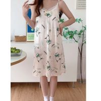 COD Summer new cartoon ice and snow silk nightdress womens suspenders sweet and comfortable home clothes (with chest pad)