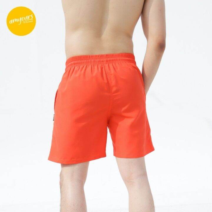 amyours-on-the-beach-กางเกงขาสั้นชาย-คุณภาพดี-ว่ายน้ำ-เดินชายหาด-รุ่น-mens-summer-สี-fiesta-orange