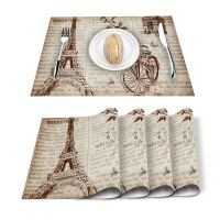 【CC】 4/6pcs Set Table Mats Newspaper Printed Napkin Accessories Placemats