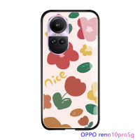 ฟันปลาสำหรับ OPPO Reno10 Pro 5G เคสเคสประกบหลังแบบแข็งกระจกเทมเปอร์เคสมันวาวลายกลีบดอกดอกไม้สวยหรูหรูหรา