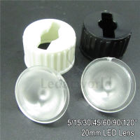 100ชุด20มม. PMMA Optical LED เลนส์สีขาวหรือสีดำ LED ผู้ถือเลนส์,มุม5 15 30 45 60 90 120องศาสำหรับหลอดไฟ LED DIY