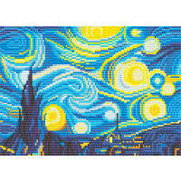 40X30ซม.ภาพวาดเพชรชุด Starry Night พลอยเทียมกลมเต็มภาพ