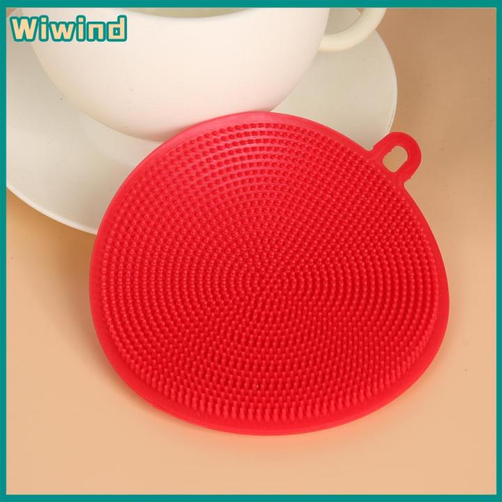 ซิลิโคนแปรงล้างจานชามแผ่นขัดหม้อแปรงล้างกระทะสีแดง