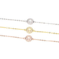 real 925 Sterling Silver Round cross aaa cz Pendant Bracelets CZ Bangles High Quality Delicate Jewelry for women Wedding Party