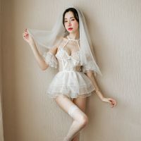 Sexy Lingerie Mesh Bride Seduction Suit Sling Passion Pransparent Uniform White Wedding Dress Costume Bodysuit Ladies Role Play