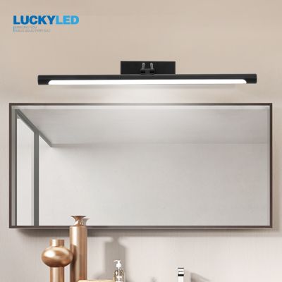 LUCKYLED Modern Led Bathroom Lamp Mirror Light 12w 55cm Vintage Wall Lamp Black Silver Vanity Light Fixtures Sconce Wall Light