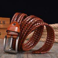 【YF】 2022 New Design Hand Woven Men Leather 4cm Wide Needle Buckle Clothing Fashion Accessories Denim