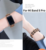 โลหะสแตนเลสพร้อมสายรัดข้อมือหนังเดนิมสำหรับ Xiaomi Mi Band 8 Pro 8Pro พร้อมขั้วต่อที่วางจำหน่ายด่วนสายนาฬิกาสำหรับอุปกรณ์เสริมอัจฉริยะเข็มขัดเปลี่ยน