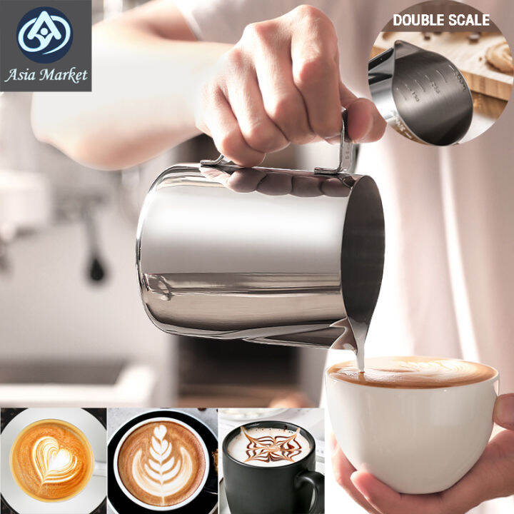350ml/600ml Milk Frothing Pitcher 304 Stainless Steel With Double Scale Milk Frother Jug DIY