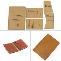 ☾ 1Set DIY Kraft Paper Template New Upscale Passport Holder Double Card Storage Bag Leather Craft Pattern DIY Stencil Sewing