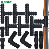 ◇⊙ KESLA 10pcs 16mm Barb Tee Elbow Connector End Plug for Micro Irrigation 1/2 PE Tubing Hose Micro Drip Fitting Garden Watering