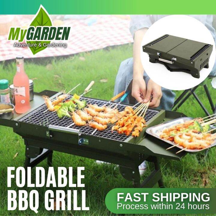 STAINLESS STEEL FOLDABLE BBQ STAND Portable Foldable Outdoor BBQ Grill