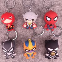 5PCS Avenger-S PVC ยางนุ่มพวงกุญแจ Spidermans กัปตันอเมริกา Bat-Mans Marvel Panther 3D พวงกุญแจยางนุ่มจี้7ประเภท