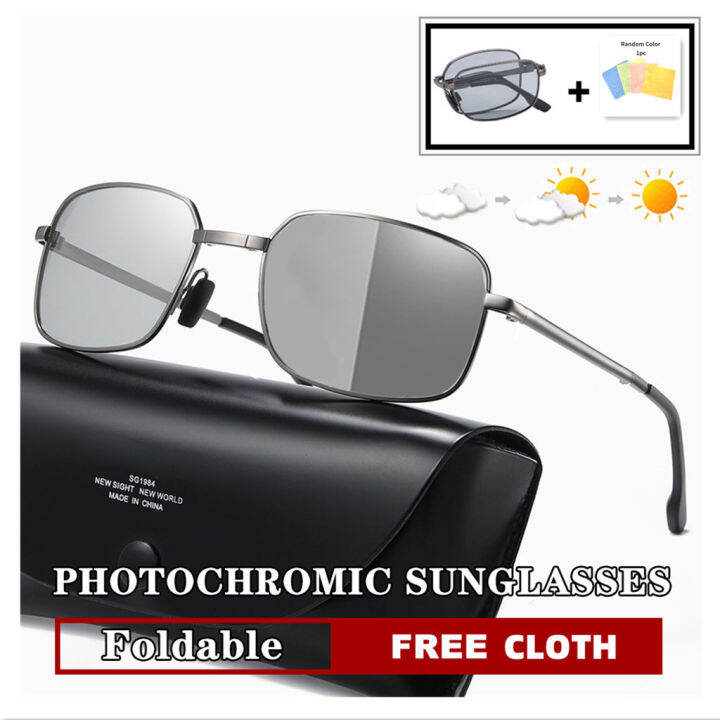OYKI Foldable Photocromic Glasses Shades With Case Men Women Portable