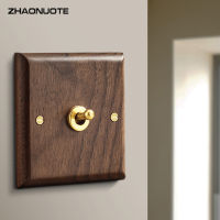 1-4 Gang 2 Way Black Walnut Solid Wood Toggle Switch EU Socket ss Lever Wall Lamp Switch for Home Improvement Free Shiping