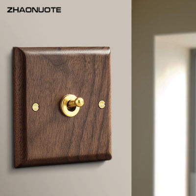 1-4 Gang 2 Way Black Walnut Solid Wood Toggle Switch EU Socket ss Lever Wall Lamp Switch for Home Improvement Free Shiping