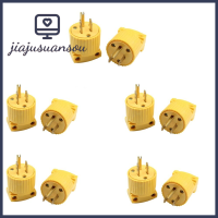 JIAJUSUANSOU 10ชิ้น15A สหรัฐมาตรฐาน3ปลั๊กง่ามสีเหลืองปลั๊กตัวผู้ปลั๊กสำหรับเปลี่ยน UL จดทะเบียน3ปลั๊กสามขั้วถอดออกได้สำหรับปลั๊กไฟ5-15P 125V