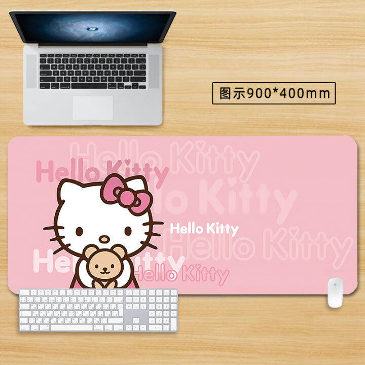 hello-kitty-mouse-pad-แผ่นรองเมาส์สีชมพูน่ารักขนาดใหญ่-แผ่นรองเมาส์การ์ตูนเกม-90x40-80x30-แป้นพิมพ์แล็ปท็อปแผ่นรองโต๊ะกันลื่น