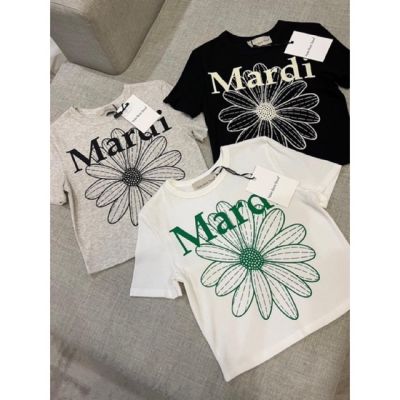 【New】"mardi mercredi Top" เสื้อยืดผ้าร่องเล็กสุดฮิต ยืดตามตัว ทรงสั้น พิมพ์ลายดอกไม้ กำลังฮิตสุดๆลายน่ารักมากๆ