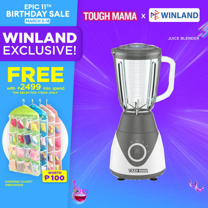 TOUGH MAMA By Winland 1 5L 3 Speed Rotary Switch Glass Blender With Full Copper Motor NTMBG 4