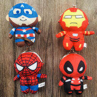 เหล็กม็อง Spidermans กัปตันอเมริกาเด็กชายหญิงกระเป๋าเงินเหรียญอะนิเมะใหม่ตุ๊กตากระเป๋าตุ๊กตาเหรียญกระเป๋าลูกปัดโซ่กระเป๋าหลายรูปแบบตุ๊กตากระเป๋า