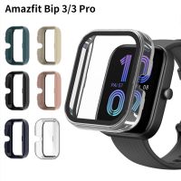 PC Case + Tempered Glass for Huami Amazfit Bip 3 Pro 3Pro Screen Protector Bump Edge Frame Hard Bip3 pro Full Protective Cover Cables