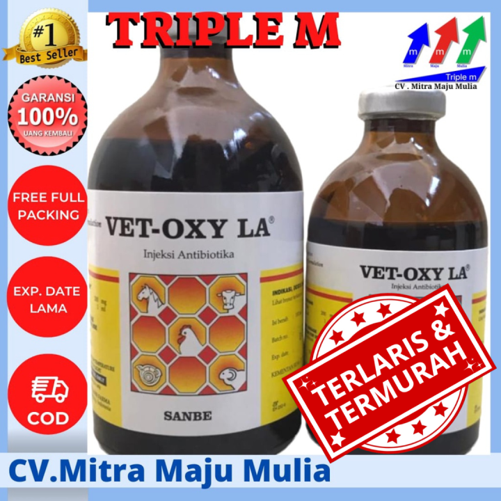 VET OXY LA Vol 50 ml & 100 ml TRIPLE M Obat Antibiotik Hewan Long