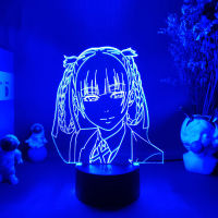 Momobami kirari Figurine 3D Night Lamp LED Anime Kakegurui Color Changing Light Manga Fans Otaku Bedroom Desk Lighting Decor