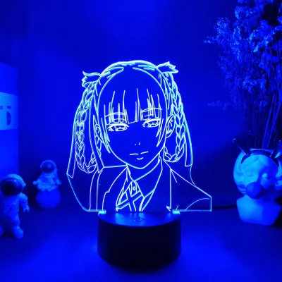 Momobami kirari Figurine 3D Night Lamp LED Anime Kakegurui Color Changing Light Manga Fans Otaku Bedroom Desk Lighting Decor
