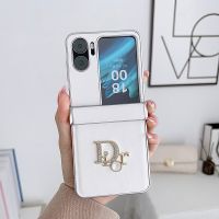 卐❧﹍ Find N2 Flip Casing Case For OPPO Find N2 Flip DIY Diamond Studded Pearl Letters Hinge Hard Mobile Phone Case Cover