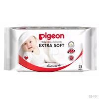 WRE ทิชชู่เปียก ◐▲Pigeon Baby Wipes chamomile พีเจ้นเบบี้ไวพส์คาโมมายล์ (82แผ่น) X 6 ห่อ ผ้าเปียก  กระดาษเปียก