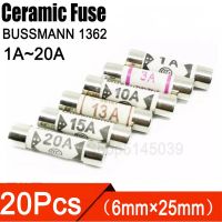 20Pcs 6x25mm British Bussmann Fuses BS1362 Ceramic fuse 250V 1A 2A 3A 5A 10A 13A 15A 20 Explosion-proof ceramic fuse