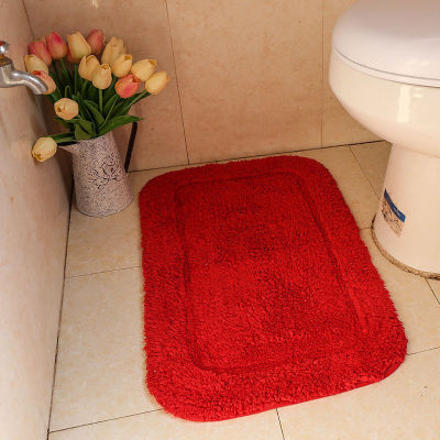 （HOT) พรมแดง พรมปูพื้นผ้าฝ้ายขนสั้นผ้าห่มข้างเตียงในห้องน้ำซับน้ำกันลื่นให้ความรู้สึกนุ่มสบายตามเทศกาล