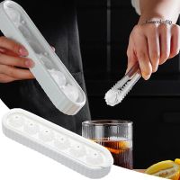 【Ready Stock】 ✲✸ C14 ROSx Ice Cube Tray with Lid Snap Seal Easy to Release Top Drain Hole Portable Handle Spherical Food Grade Ice Hockey Mold Kitchen Utensil