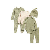 Old navyแท้ ?สีเขียวโอลีฟซิปหน้า(Two-way)ลายสามเหลี่ยมขาวขนาดNew Born,3-6m,6-9m